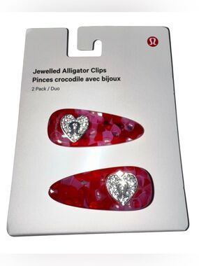 Red Lululemon Jewelled Alligator Clips 2 Pack Oxford Red/Candy Cloud/Silver
